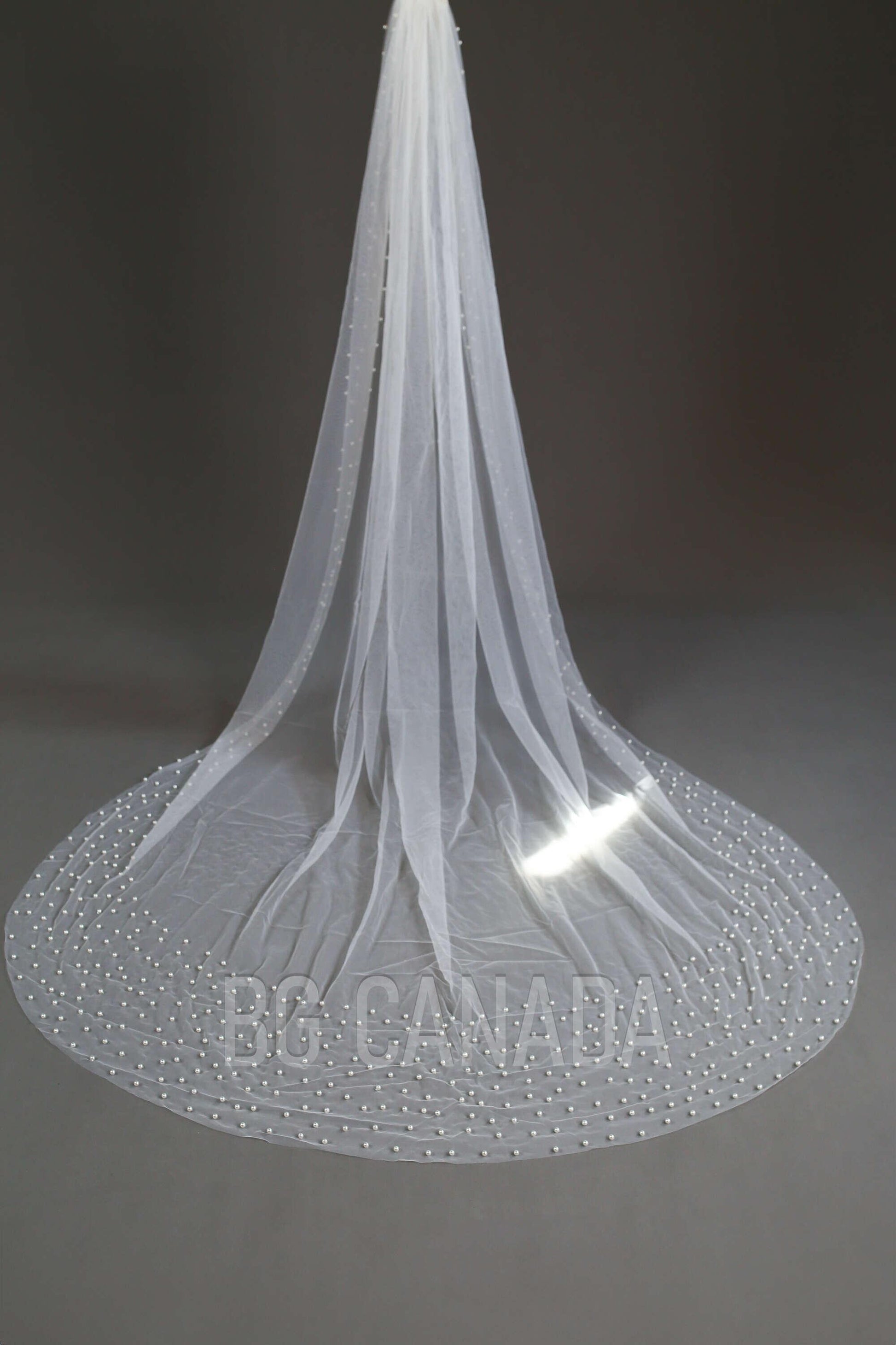 Pearl edged veil scattered pearl wedding veil 1 Tier Pearl Edge Veil Bridal Veil White Ivory Off White Minimalist Tulle Veil