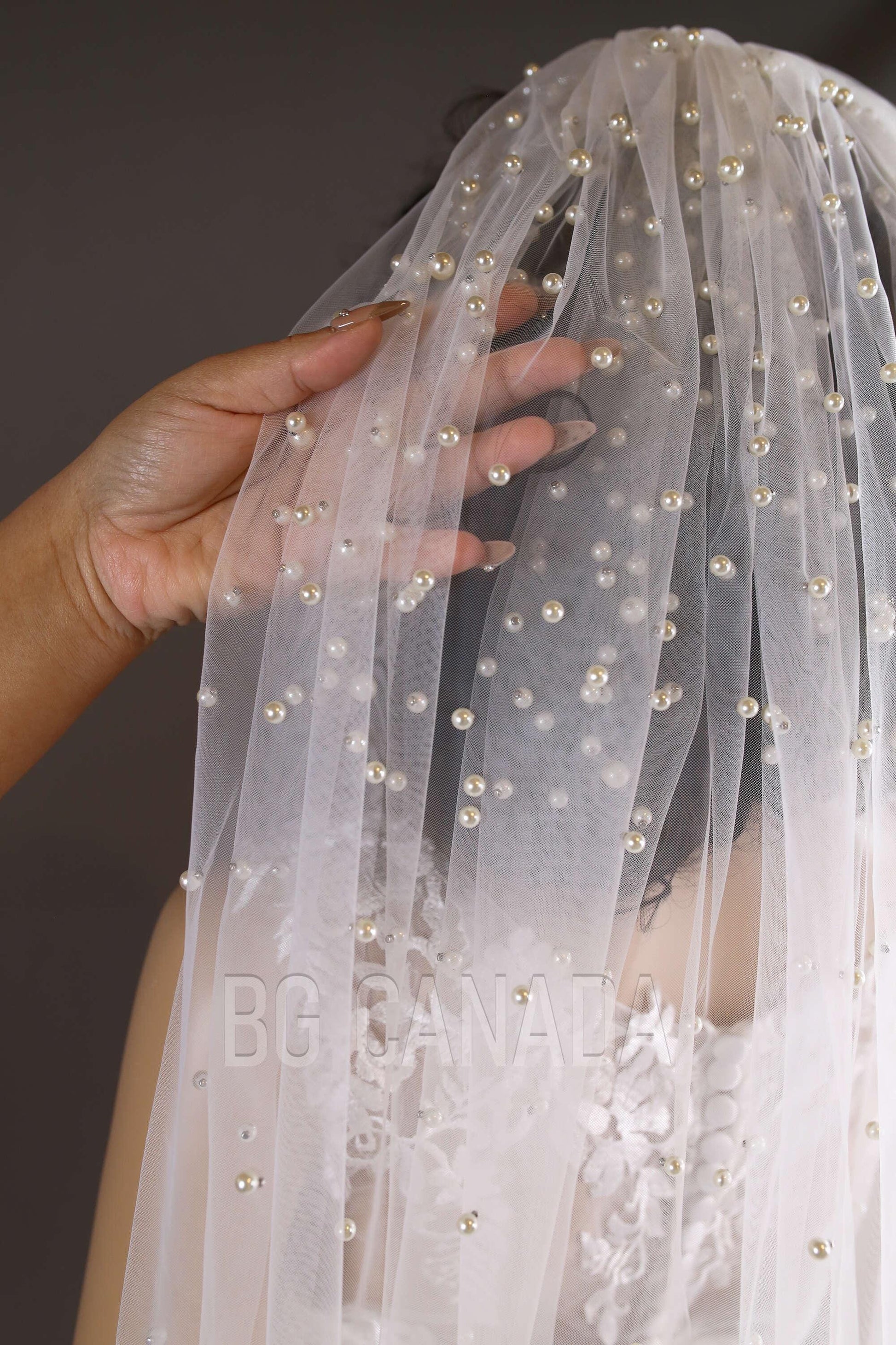 Wedding Veil rose flower veil Cathedral Bridal Tulle, Pearl Cluster beaded veil