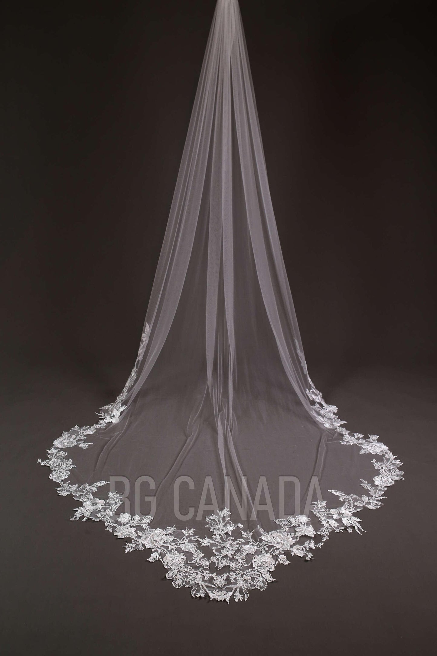 Special cut wedding veil unique statement veil Cathedral Length floral Lace Wedding Veil Floral Mermaid Tail Design