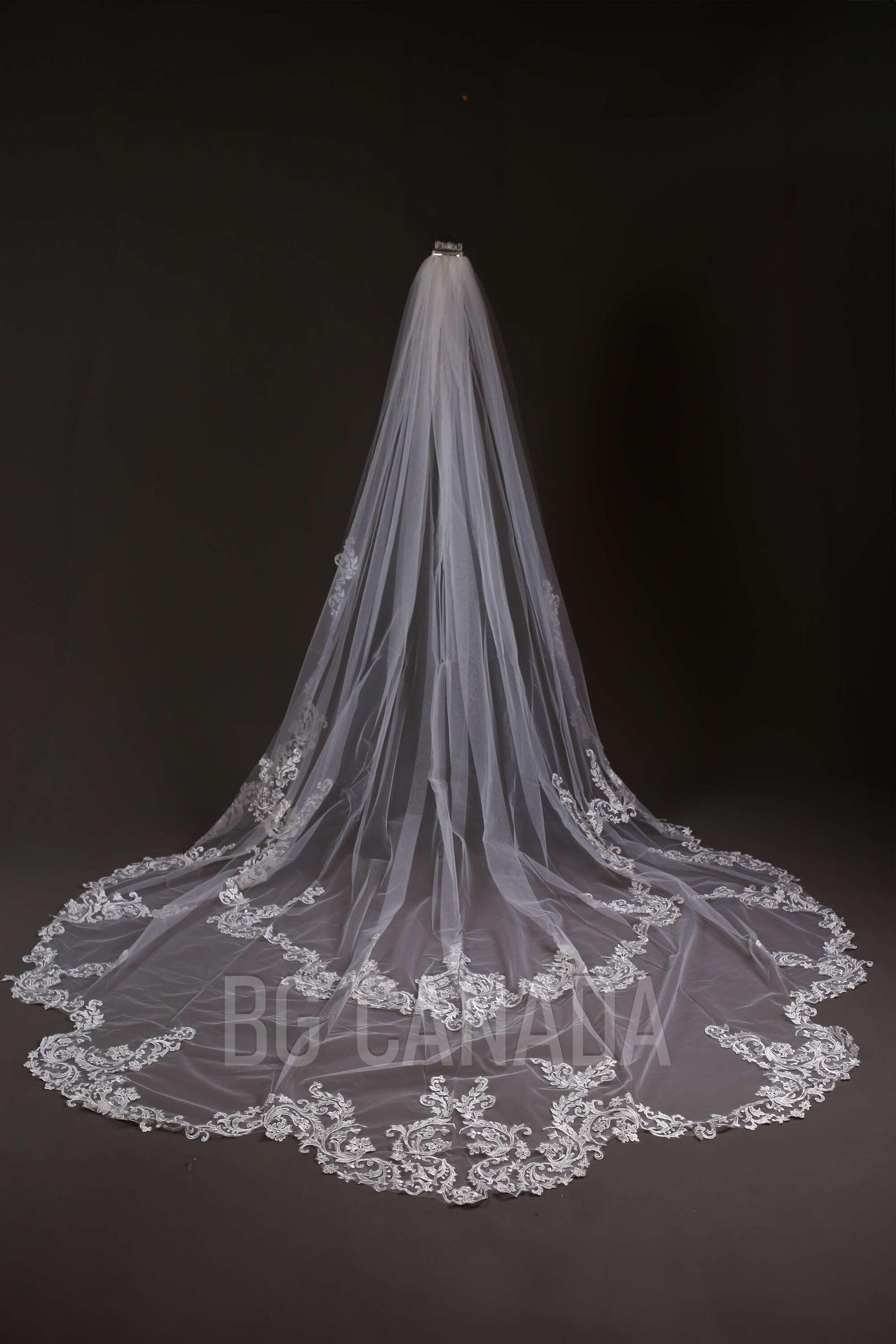 Lace veil unique edge veil statement veil Handmade Lace, Single Layer, royal length veil