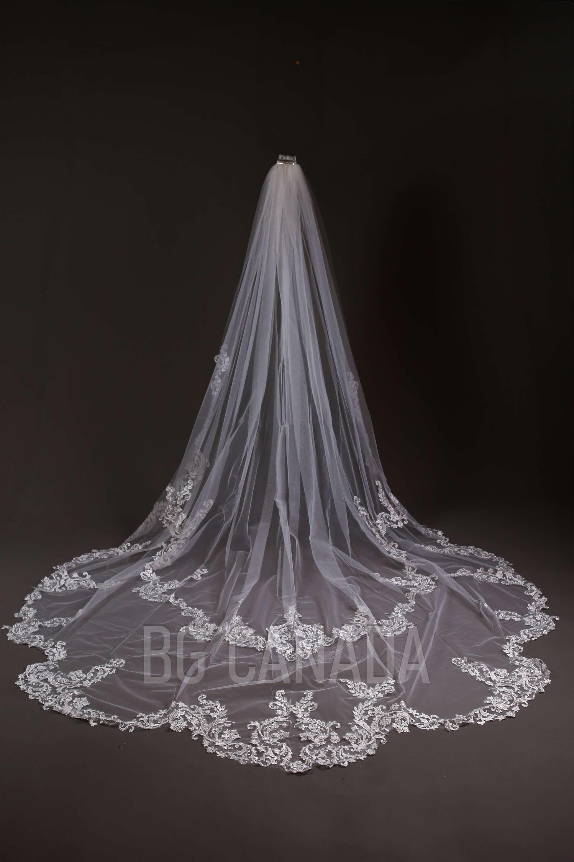 Lace veil unique edge veil statement veil Handmade Lace, Single Layer, royal length veil