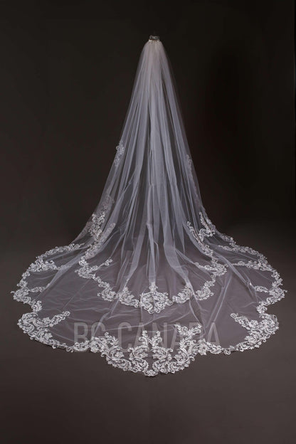 Cathedral veil wedding veil statement wedding veil luxury wedding veil single layer Cathedral length veil