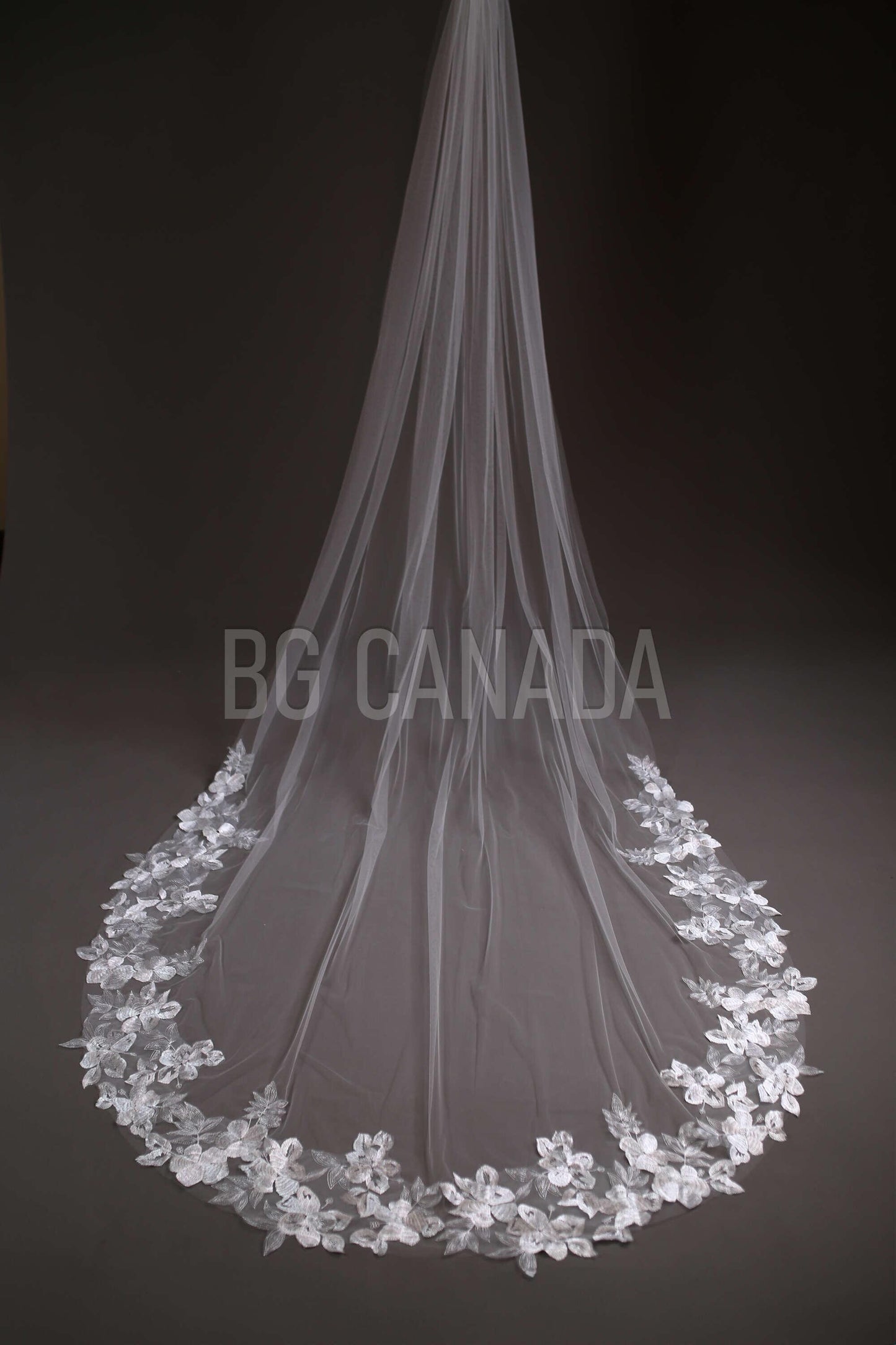 Cathedral Bridal Veil, floral veil veil Long Wedding Veil in White or Light Ivory, Romantic veil High-Quality Lace and Tulle