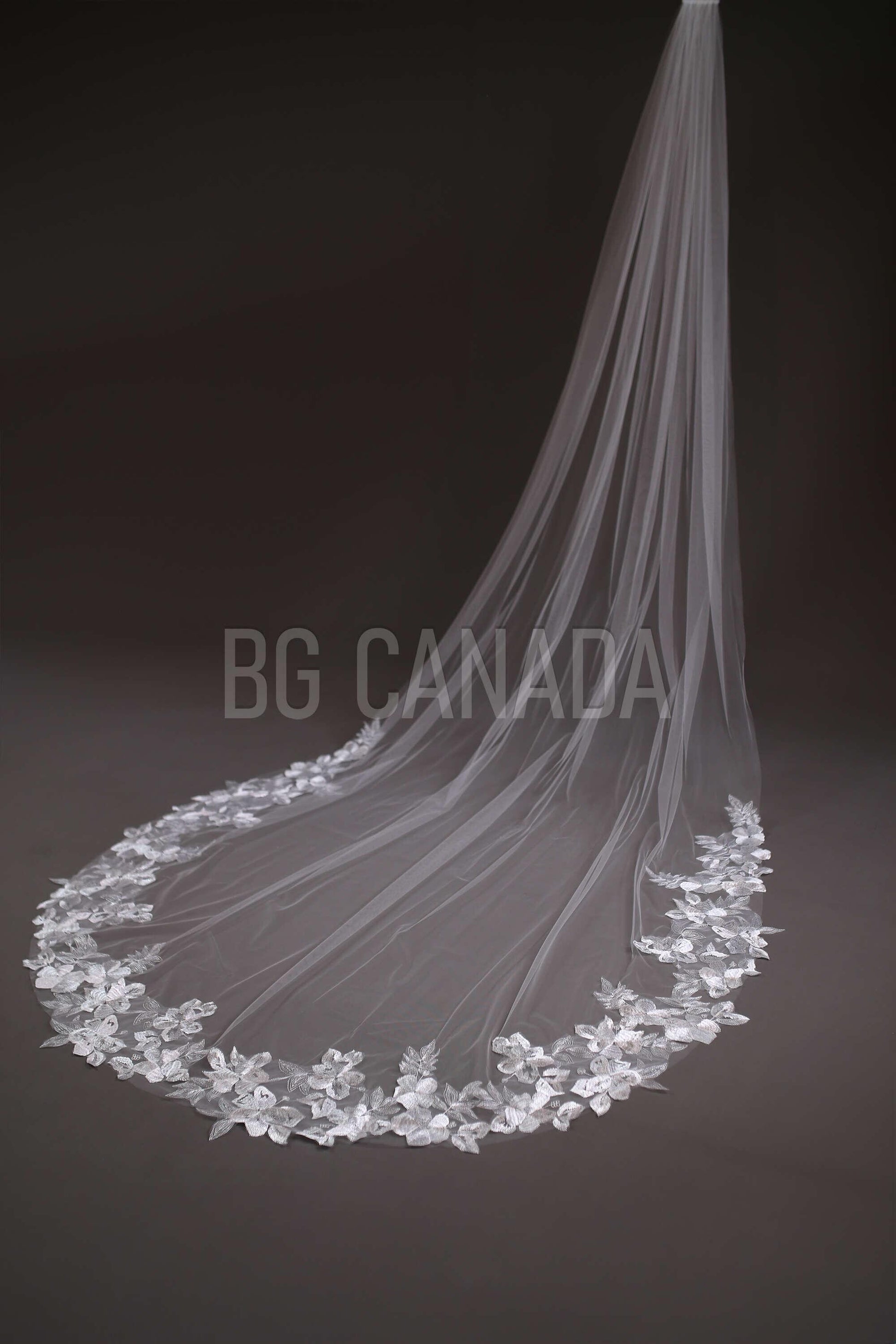 Cathedral Bridal Veil, floral veil veil Long Wedding Veil in White or Light Ivory, Romantic veil High-Quality Lace and Tulle