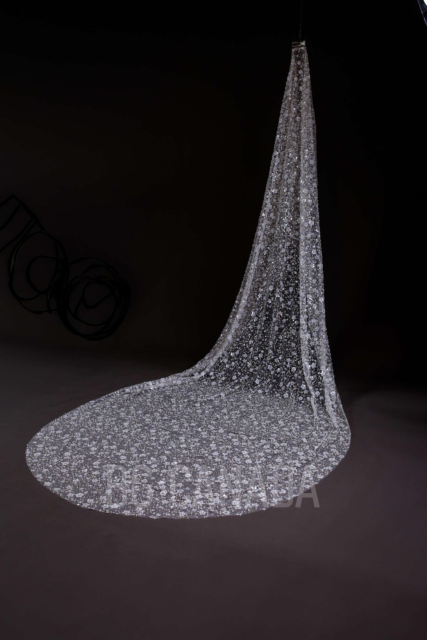 Sequin Cathedral Wedding Veil: Arabic Bridal Mantilla, White/Off-White sparkly veil muslim bridal veil