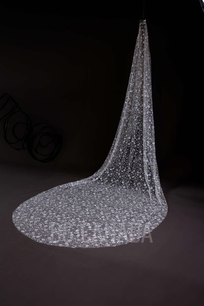 Sequin Cathedral Wedding Veil: Arabic Bridal Mantilla, White/Off-White sparkly veil muslim bridal veil