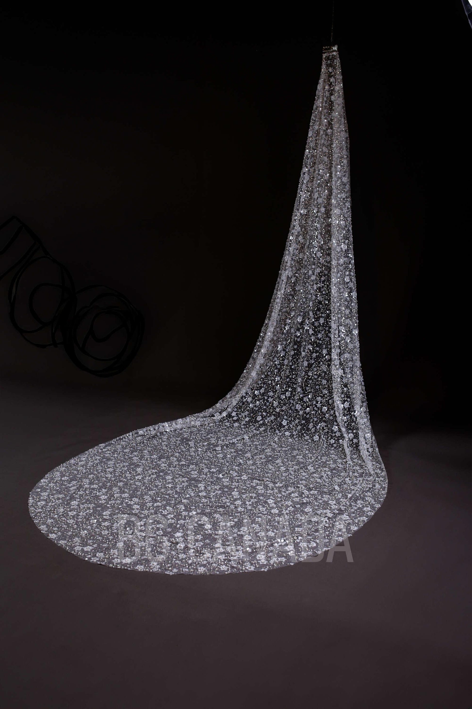 Celestine Radiance – Cathedral Bridal Veil with Sequin Floral Embroidery