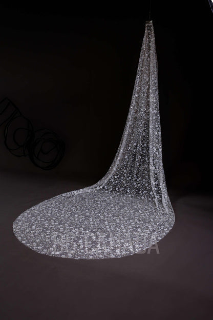 Celestine Radiance – Cathedral Bridal Veil with Sequin Floral Embroidery