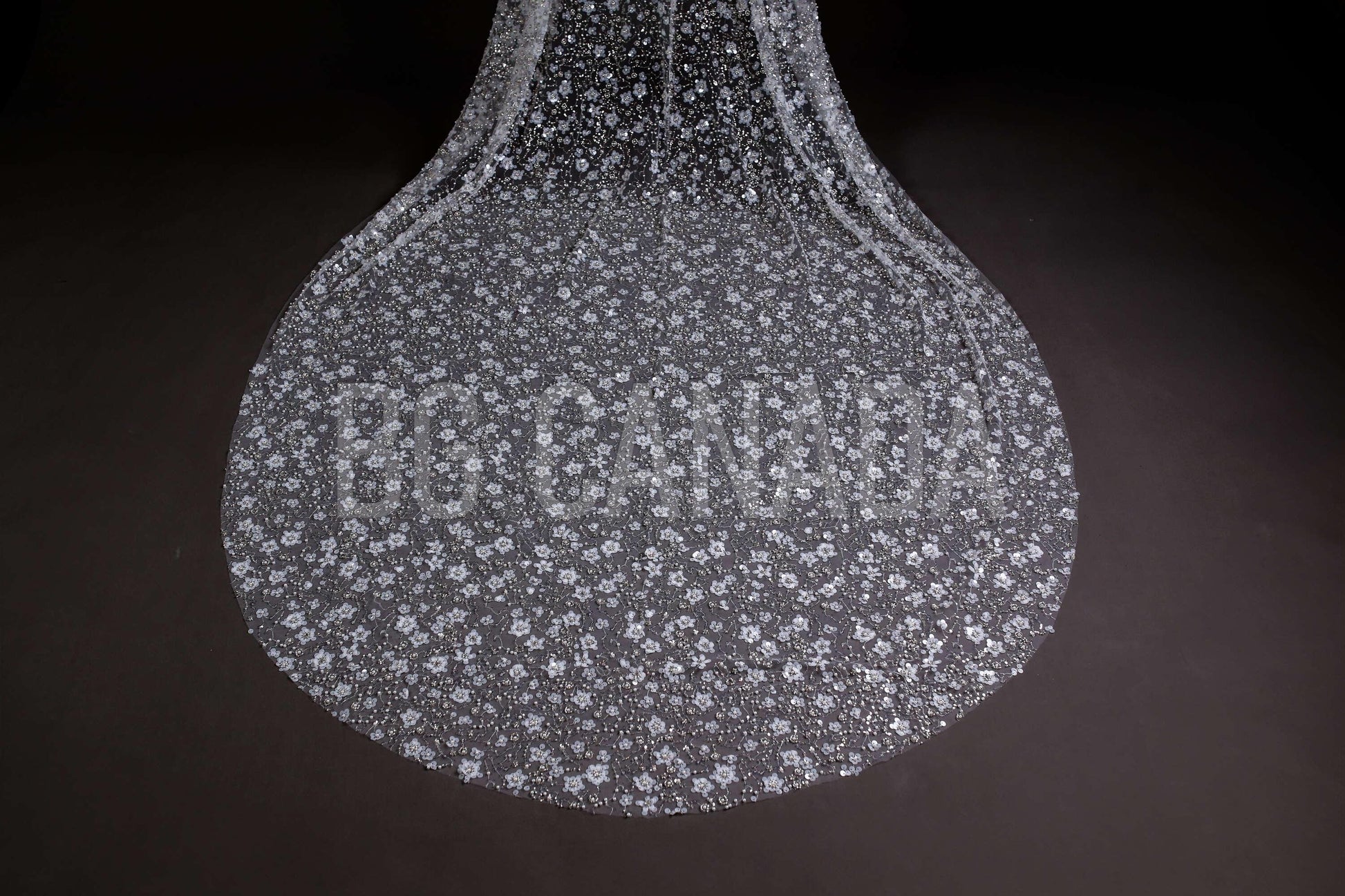 Celestine Radiance – Cathedral Bridal Veil with Sequin Floral Embroidery