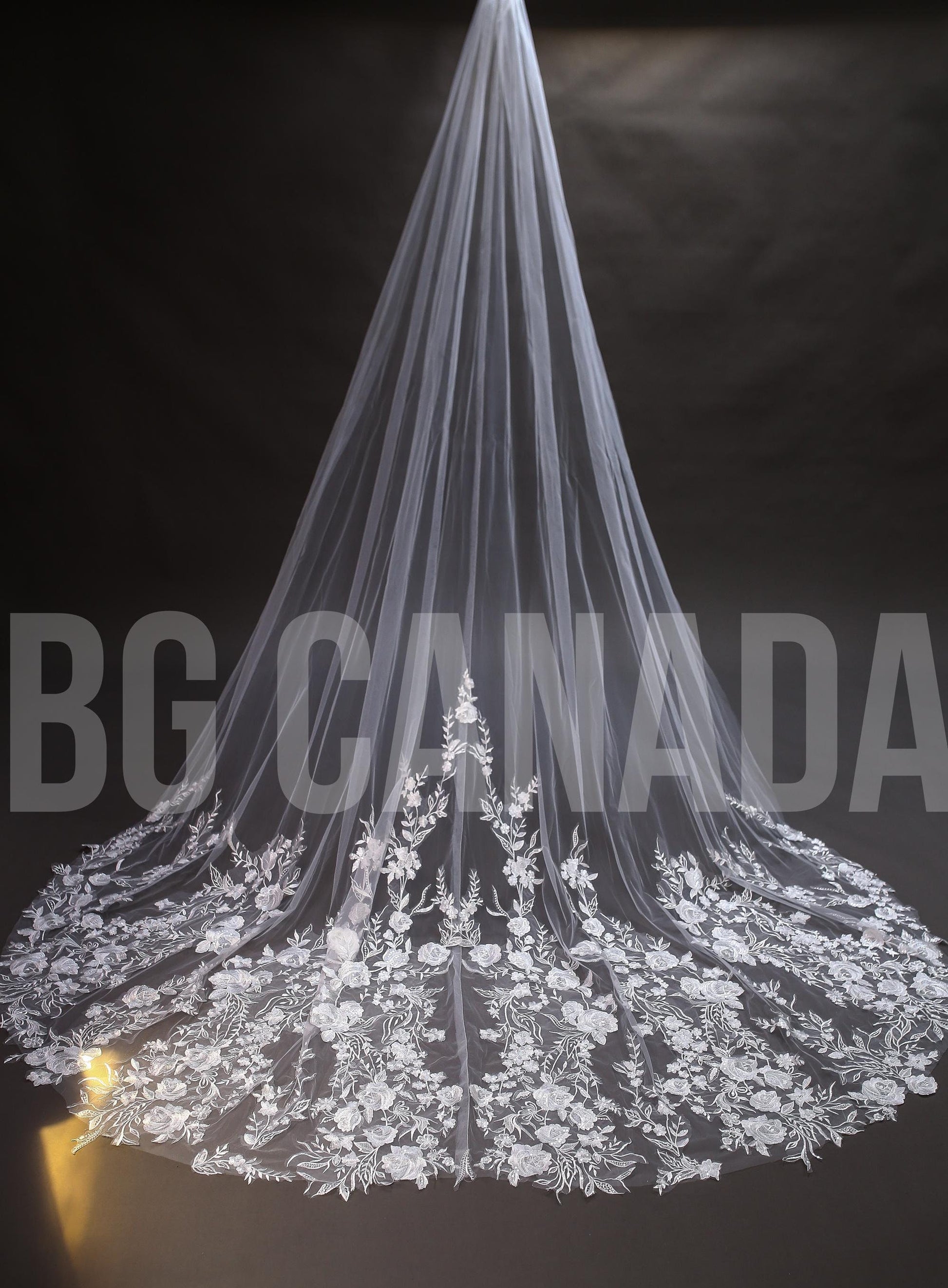 Wild floral veil Floral Lace Veil 3D Embroidery Wedding Veil luxury bridal veil statement veil