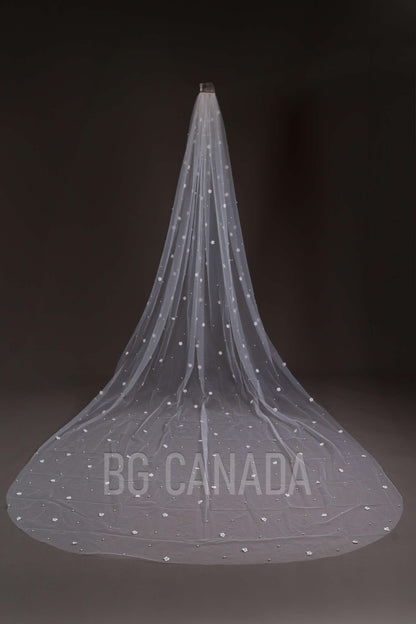 Pearl wedding veil with flower floral wedding veil pearl veil bridal pearl veil bridal veil