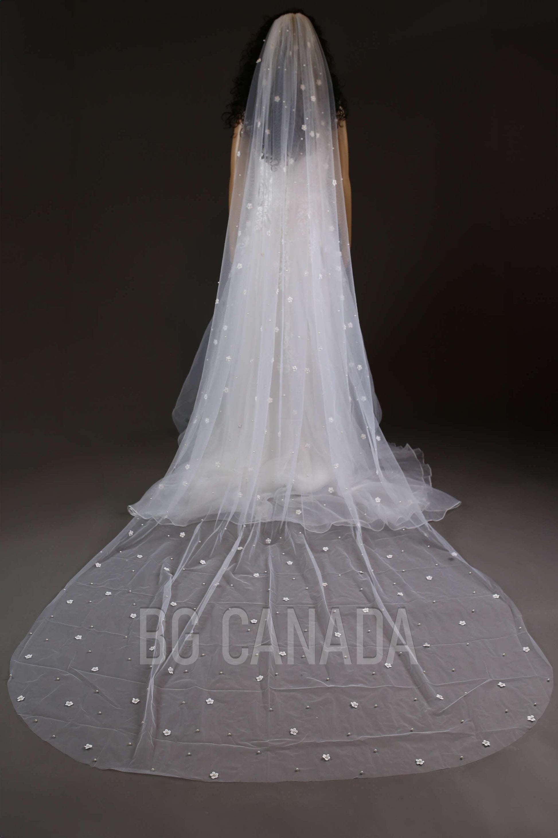 Pearl wedding veil with flower floral wedding veil pearl veil bridal pearl veil bridal veil