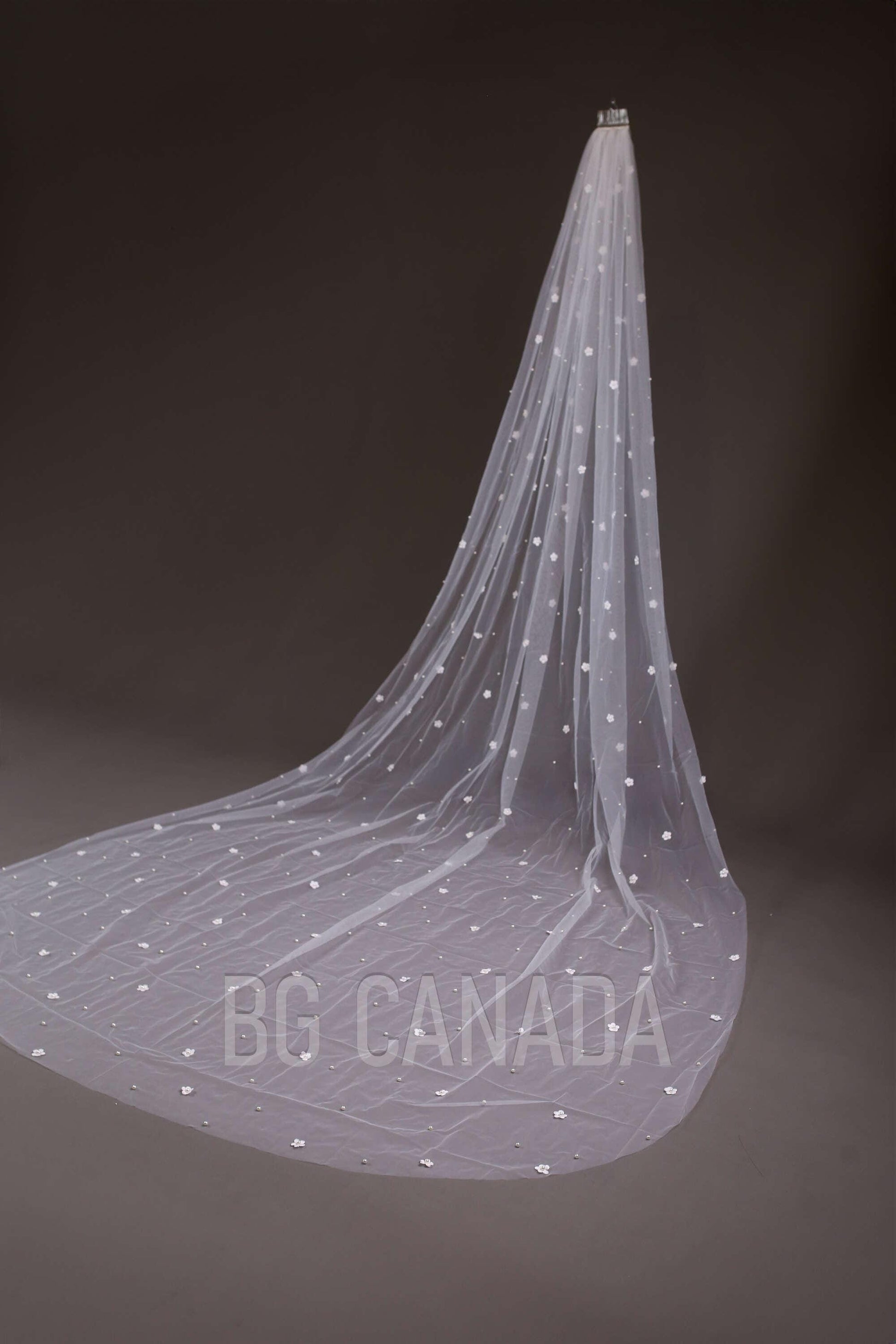 Pearl wedding veil with flower floral wedding veil pearl veil bridal pearl veil bridal veil