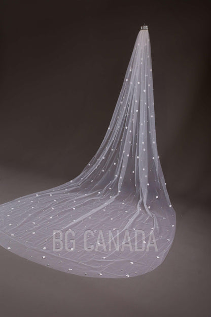Pearl wedding veil with flower floral wedding veil pearl veil bridal pearl veil bridal veil