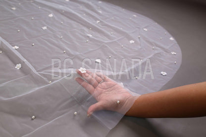 Pearl wedding veil with flower floral wedding veil pearl veil bridal pearl veil bridal veil