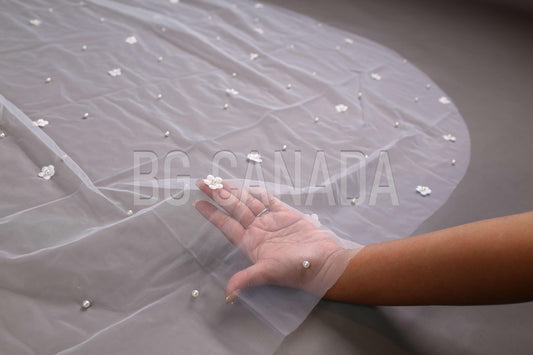 Pearl wedding veil with flower floral wedding veil pearl veil bridal pearl veil bridal veil