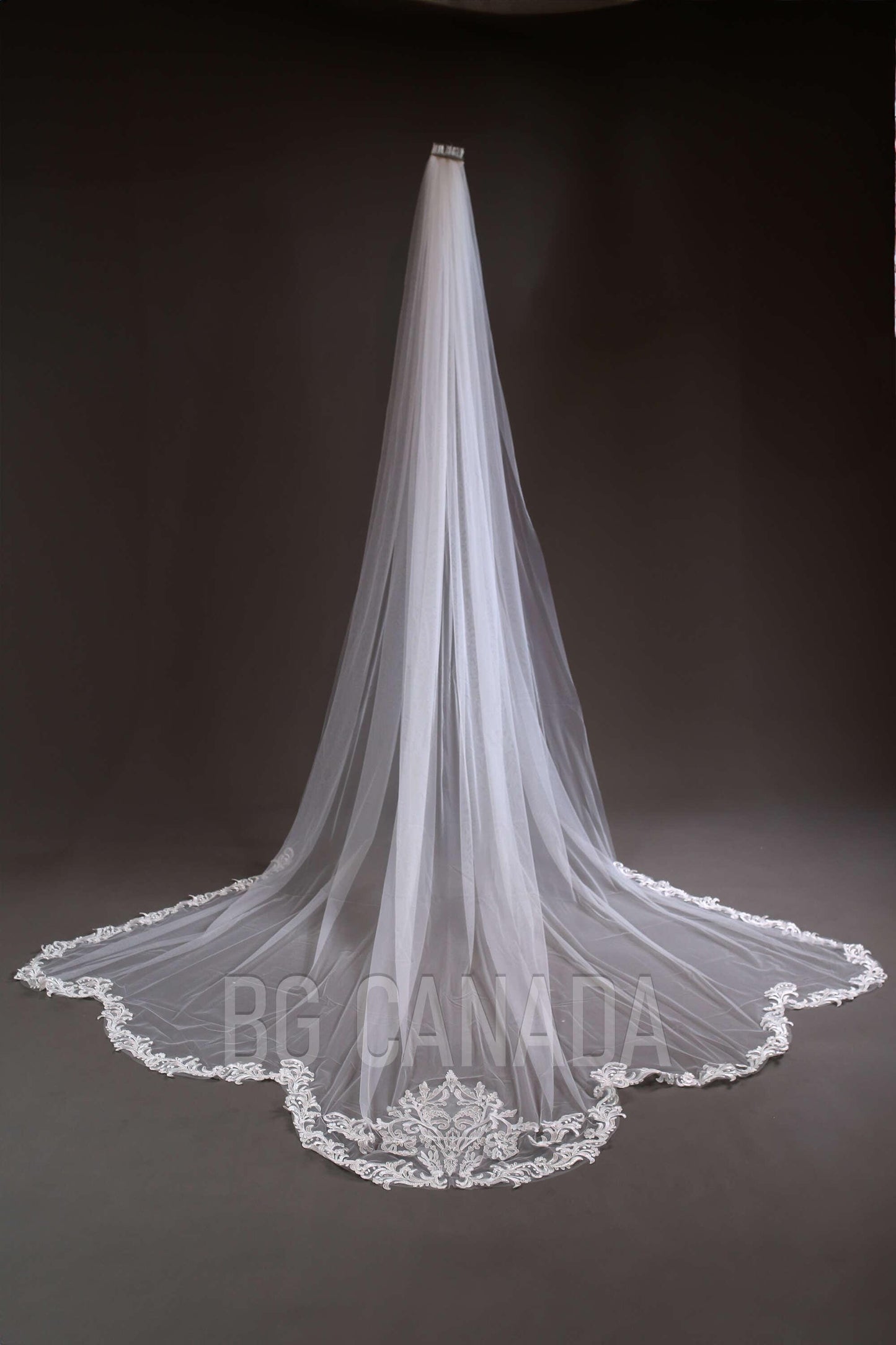 White Lace Veil Scalloped Wrdding Veil Long Bridal Veil Cathedral veil Vintage veil extra wide veil soft tulle veil