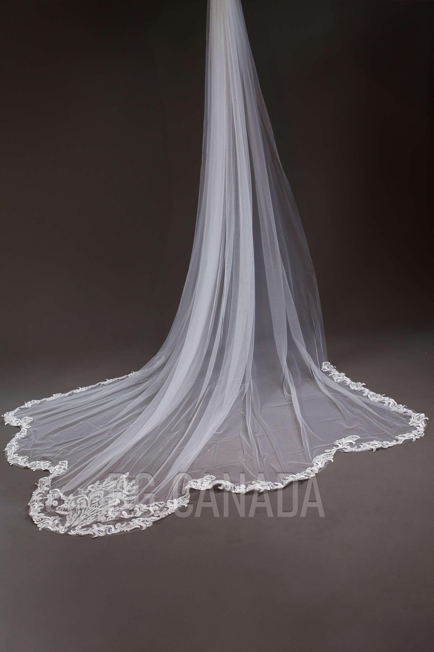 White Lace Veil Scalloped Wrdding Veil Long Bridal Veil Cathedral veil Vintage veil extra wide veil soft tulle veil