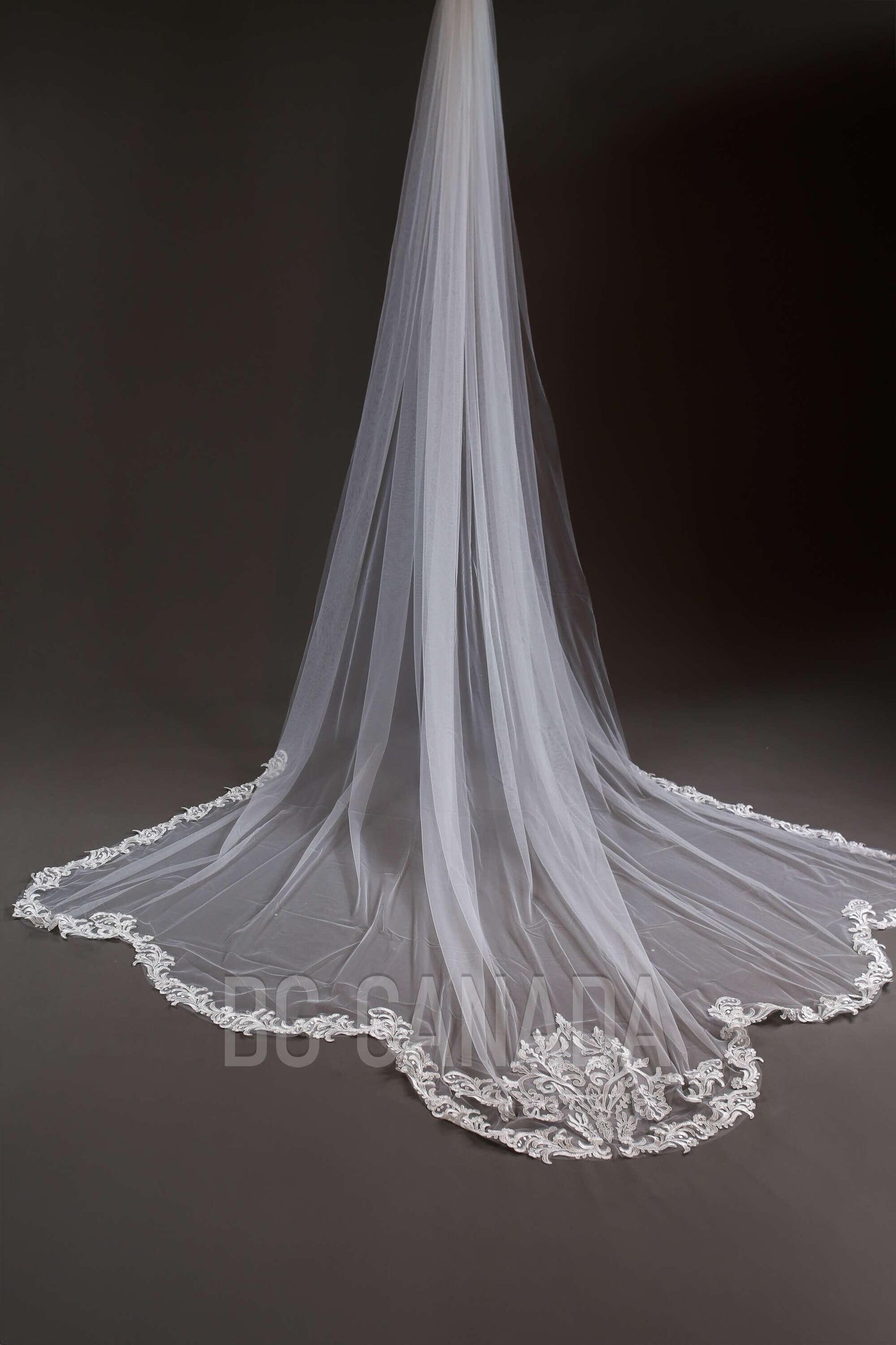 White Lace Veil Scalloped Wrdding Veil Long Bridal Veil Cathedral veil Vintage veil extra wide veil soft tulle veil