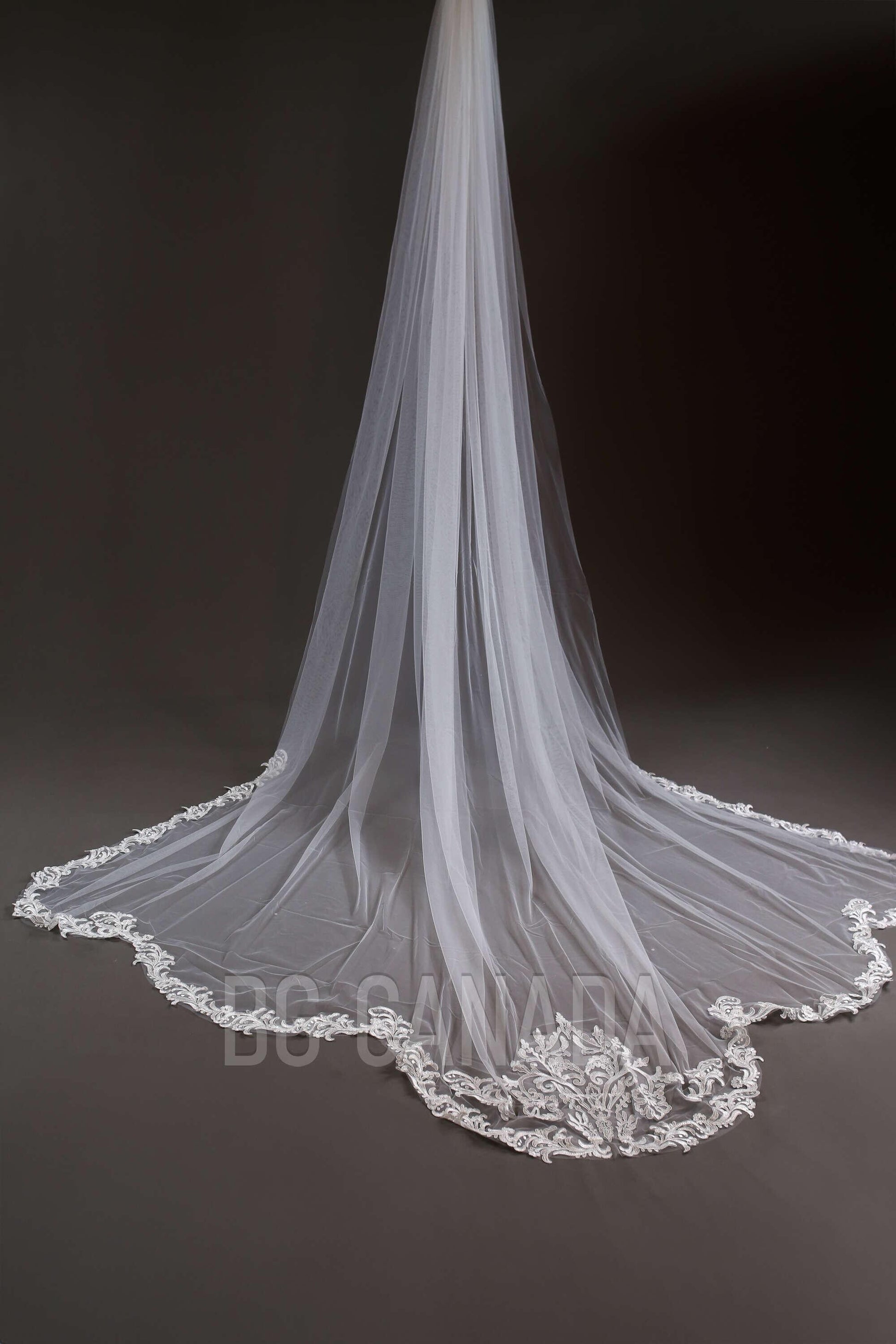 White Lace Veil Scalloped Wrdding Veil Long Bridal Veil Cathedral veil Vintage veil extra wide veil soft tulle veil