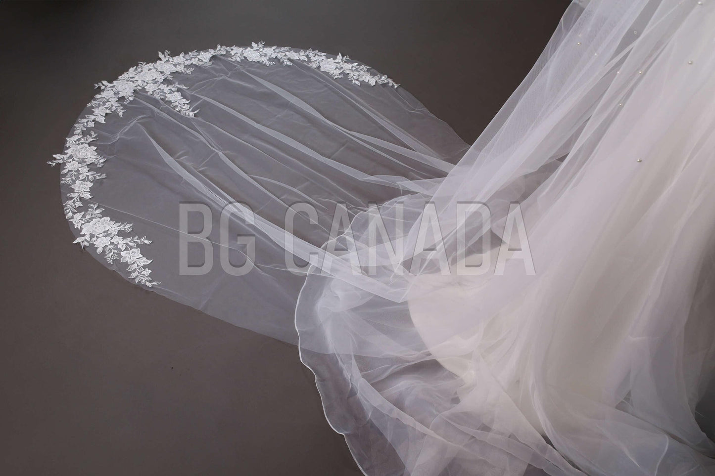 White Wedding Veil pearl veil cluster pearl veil lace cathedral veil beaded floral lace veil bridal illusion tulle ivory veil