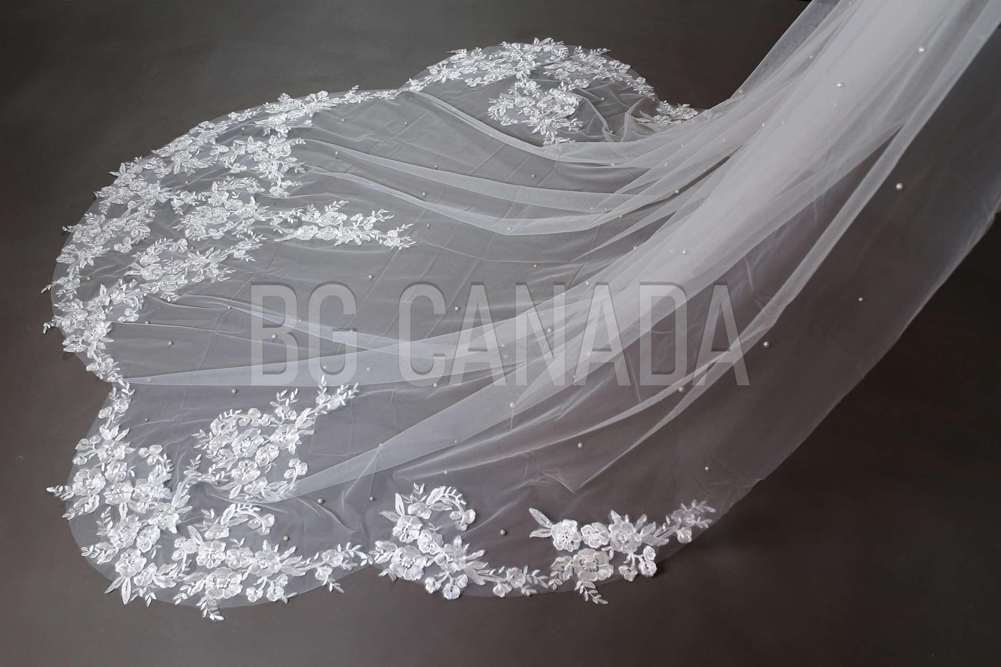 Pearl veil scalloped pearl veil pearl wedding veil with pearls long floral lace veil cathedral veil Bridal Veil white veil
