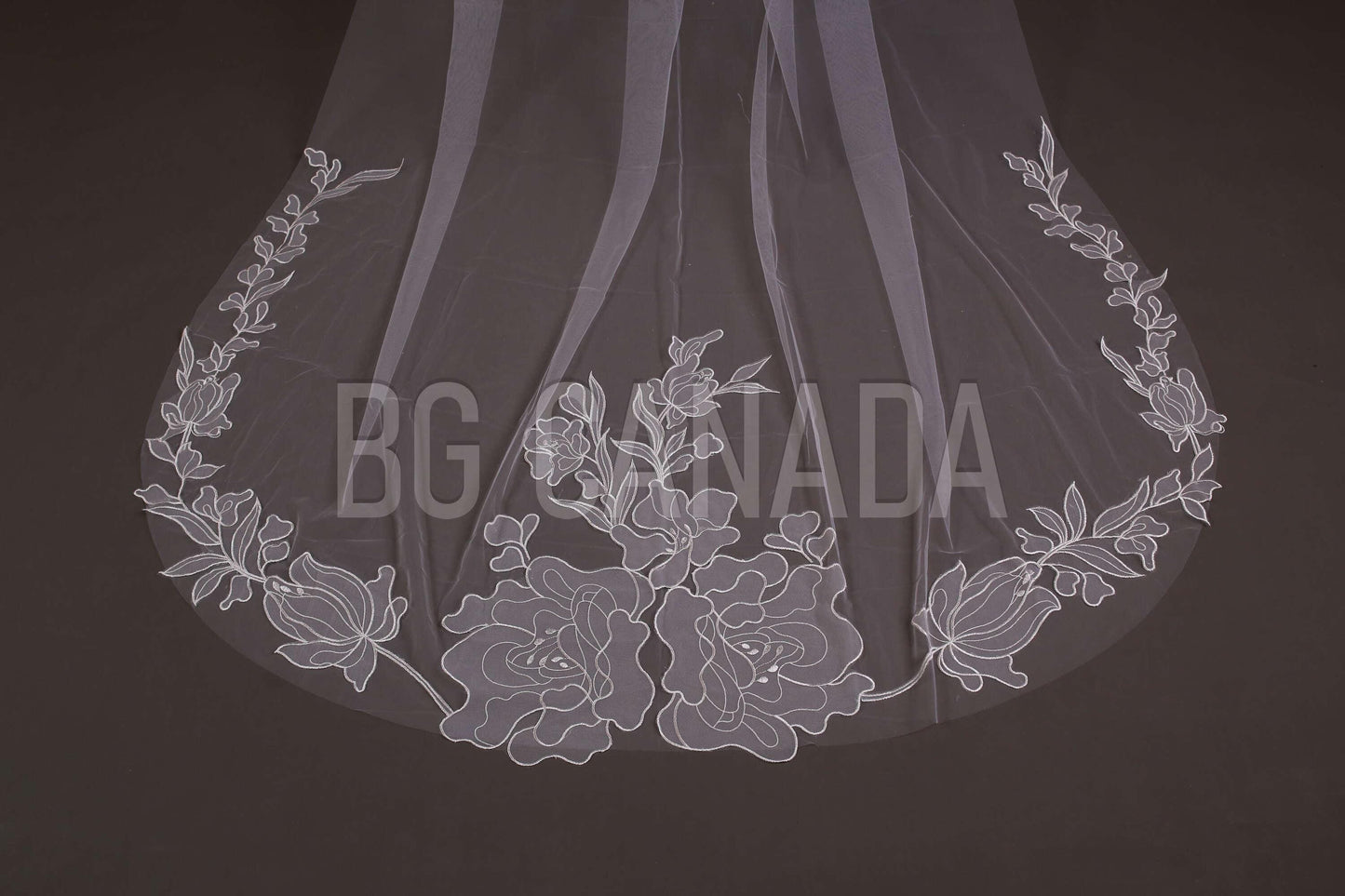 Wedding veil floral veil elegant flower wedding veil cathedral veil with big flowers ivory veil 2025 handmade veil soft tulle