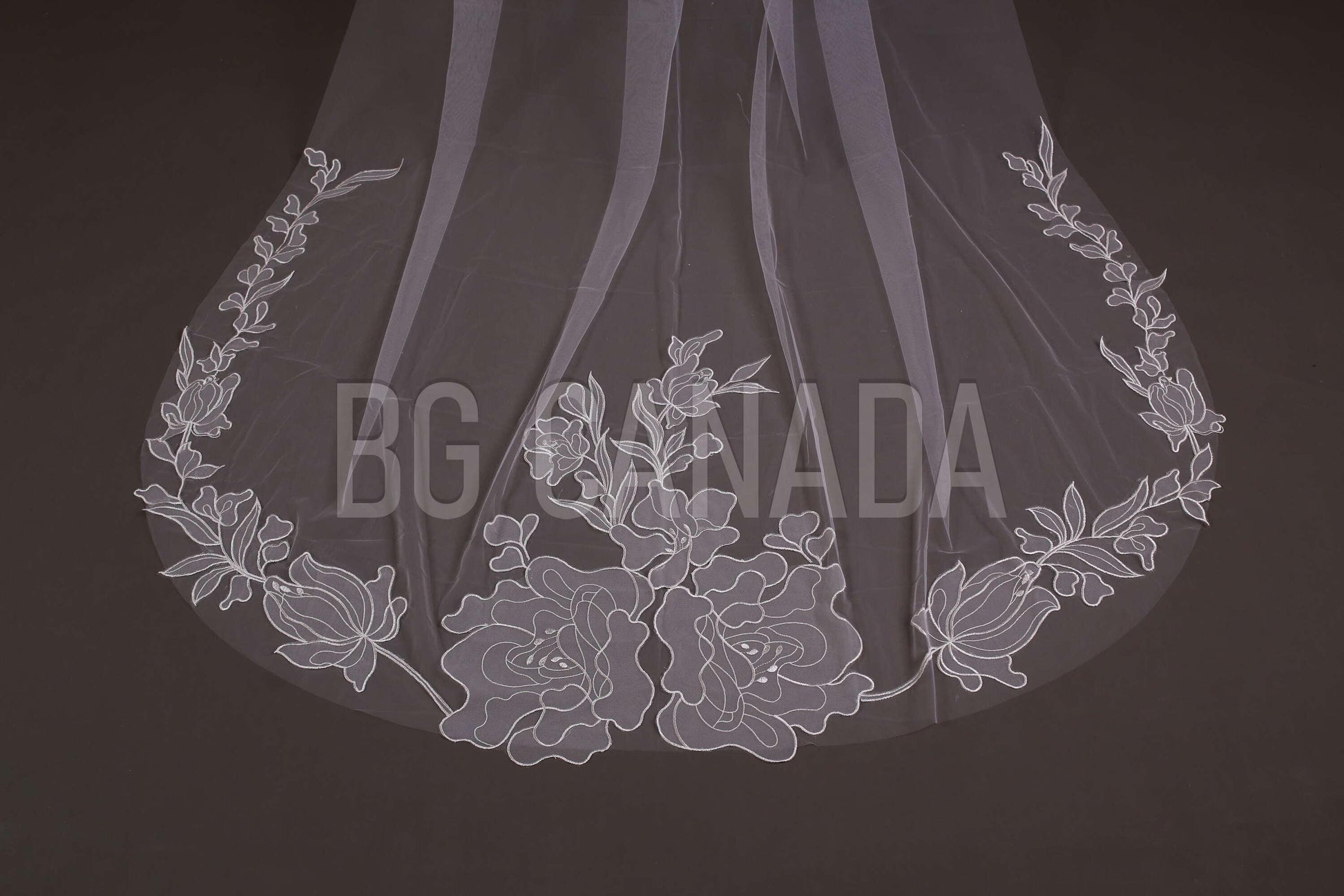 Wedding veil floral veil elegant flower wedding veil cathedral veil with big flowers ivory veil 2025 handmade veil soft tulle