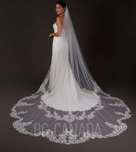 Cathedral veil wedding veil statement wedding veil luxury wedding veil single layer Cathedral length veil