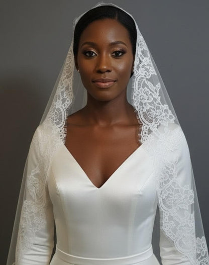 eyelashes lace veil mantilla veil with chantilly lace eyelash trim veil chantilly lace veil white chantilly lace