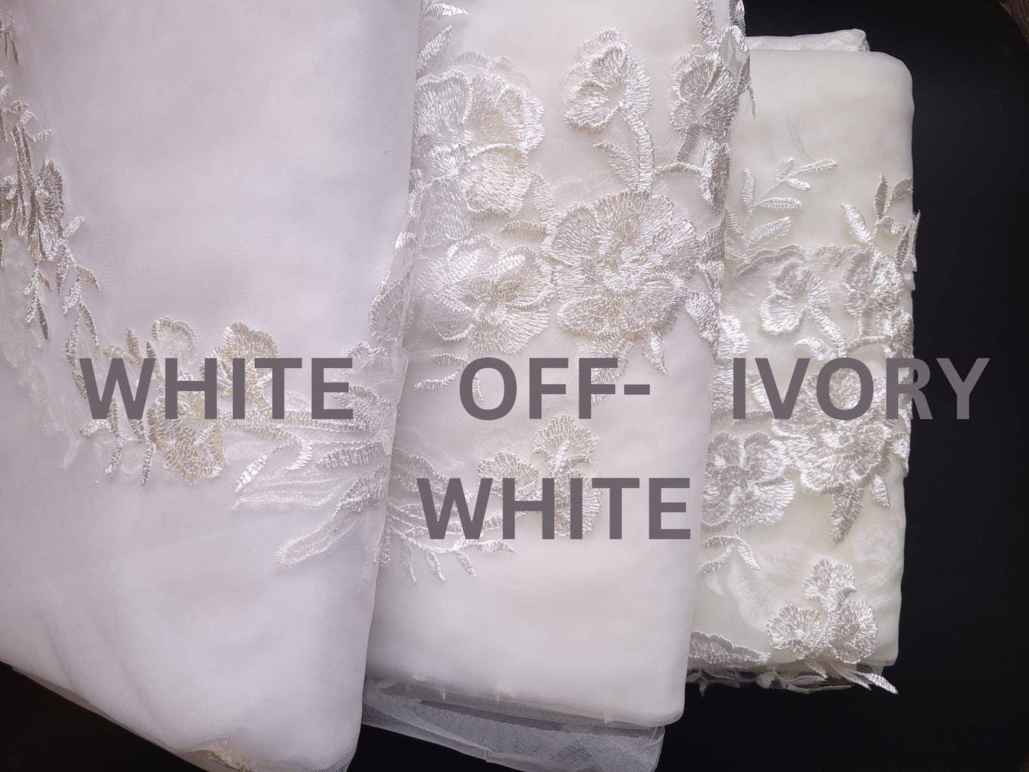 Long Lace Veil with Scalloped Floral Edges Bridal Veil for Mermaid Gown Soft Tulle Wedding Veil Lace Appliqué Edge Mermaid Train Bridal Veil