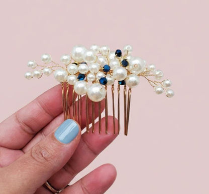 something blue haircomb wedding comb blue pearl hairpins for brides