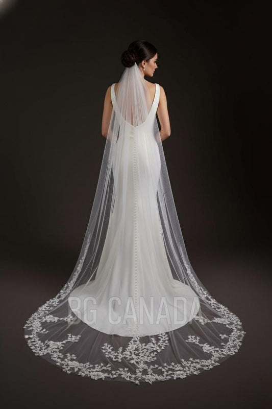 3D Floral Vine Wedding Veil: Handmade Lace Bridal Veil