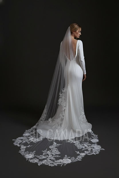 Floral Lace Cathedral Veil: Big Flower Bridal Veil