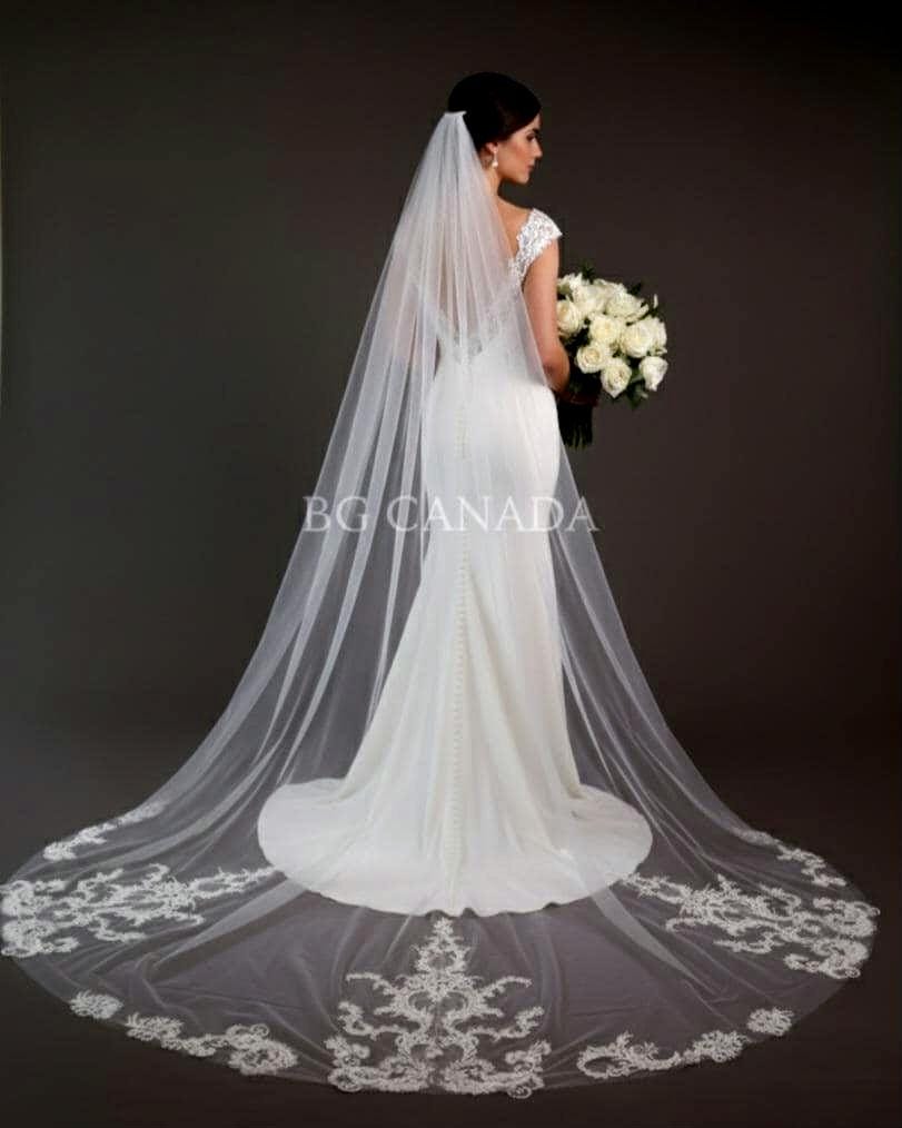 Extra Wide Royal Cathedral Veil Vintage Style Lace Appliqué Bridal Veil, Baroque Lace Long Veil, Classic Romantic Wedding Veil