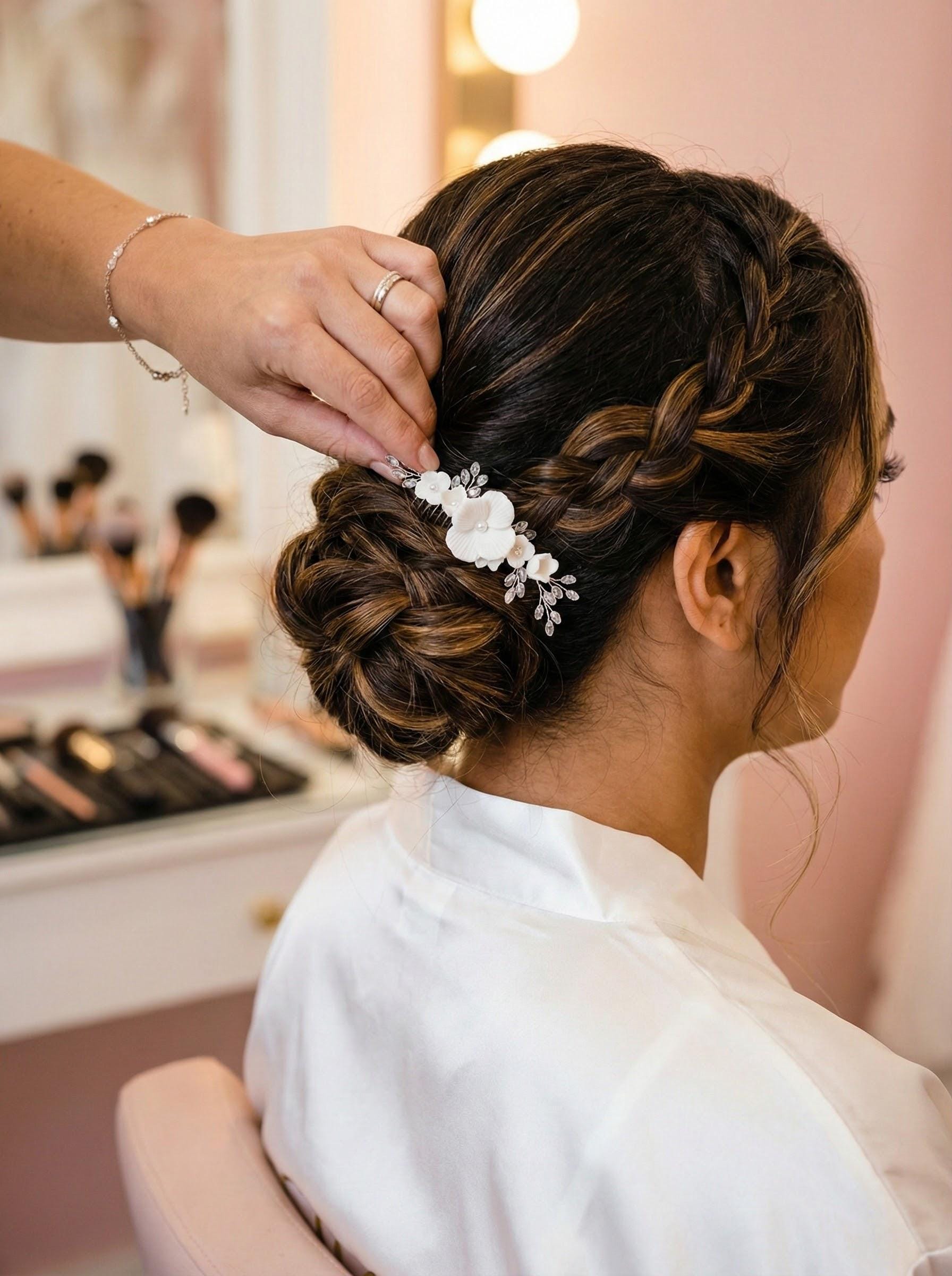 Wedding Comb Flower comb Bridal haircomb floral comb white floral hairpiece Wedding hair accessory Bridal Headpiece Wedding Flower Comb