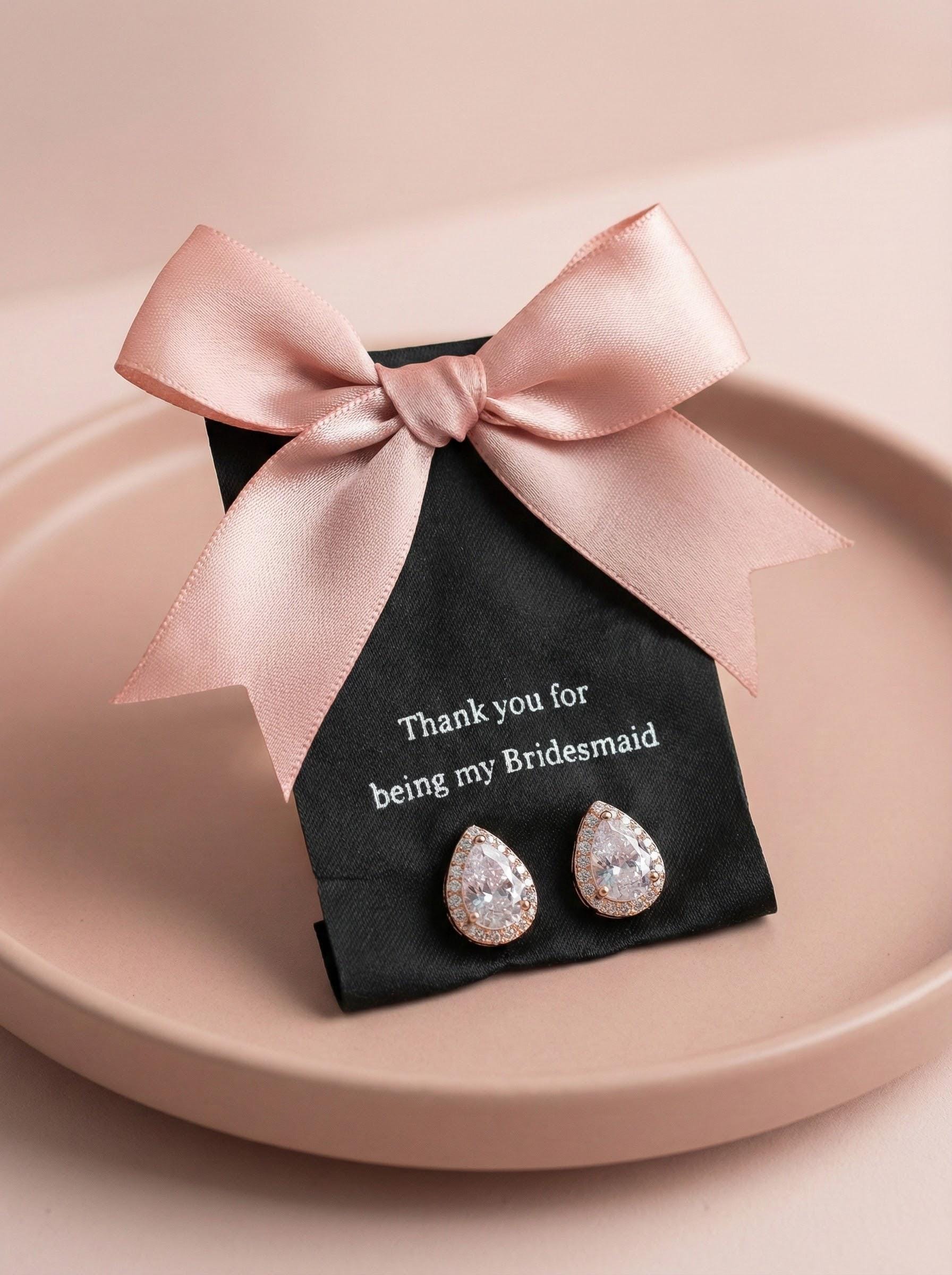 Bridesmaid Proposal gift bridalparty earrings Personalized Bridesmaid Earrings Custom Name Jewelry Card Wedding Party Thank You Gift Box