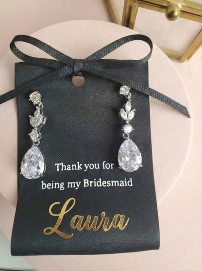 Bridesmaid Proposal Gift Set • Personalized Name Card • Earrings & Bracelet Set • Will You Be My Bridesmaid Gift • Wedding Party Jewelry