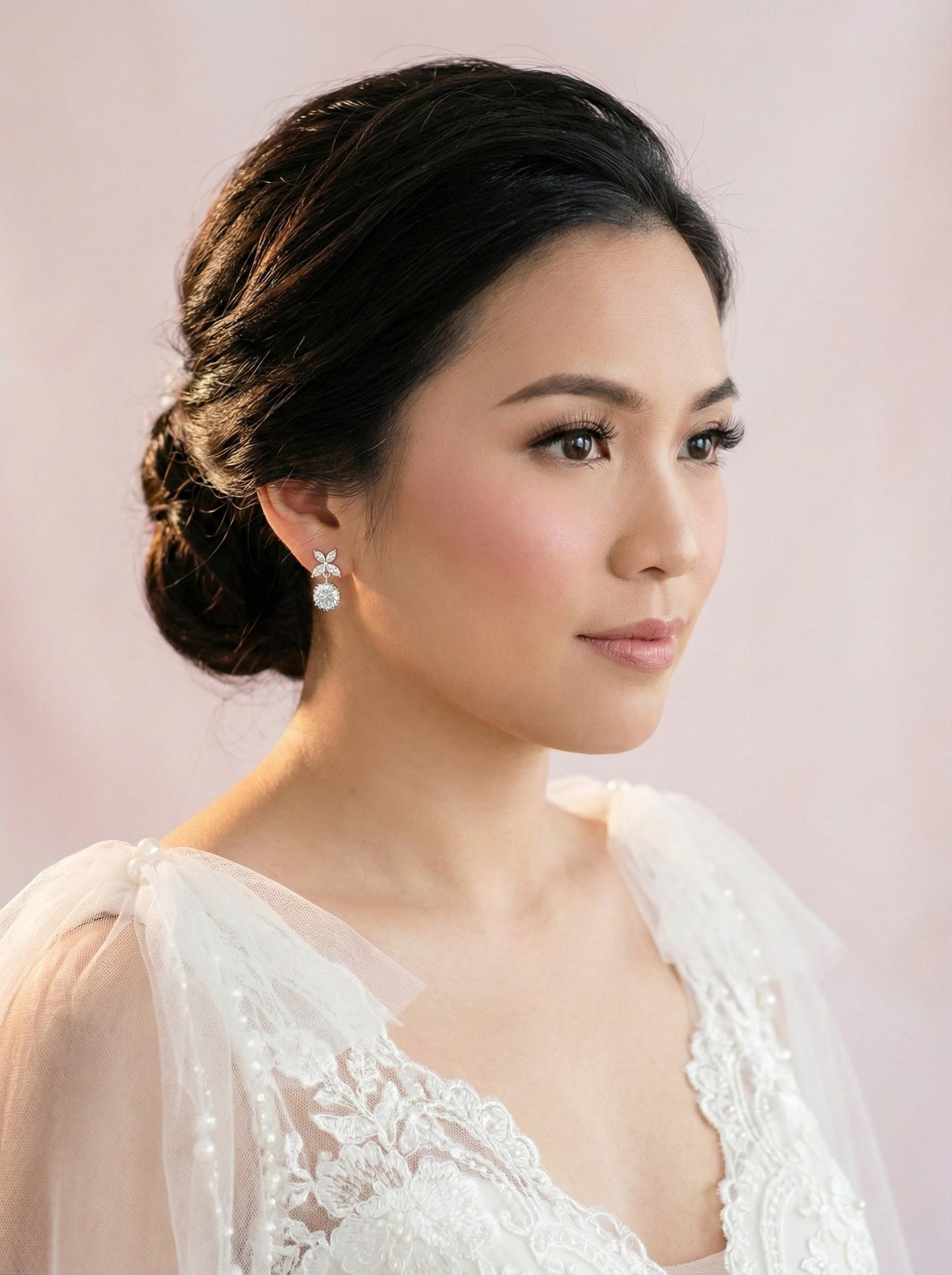 CZ Clover Drop Earrings Bridesmaid Proposal Gift for her custom name gift box personalized box Minimalist Bridal Jewelry Wedding Party Gift