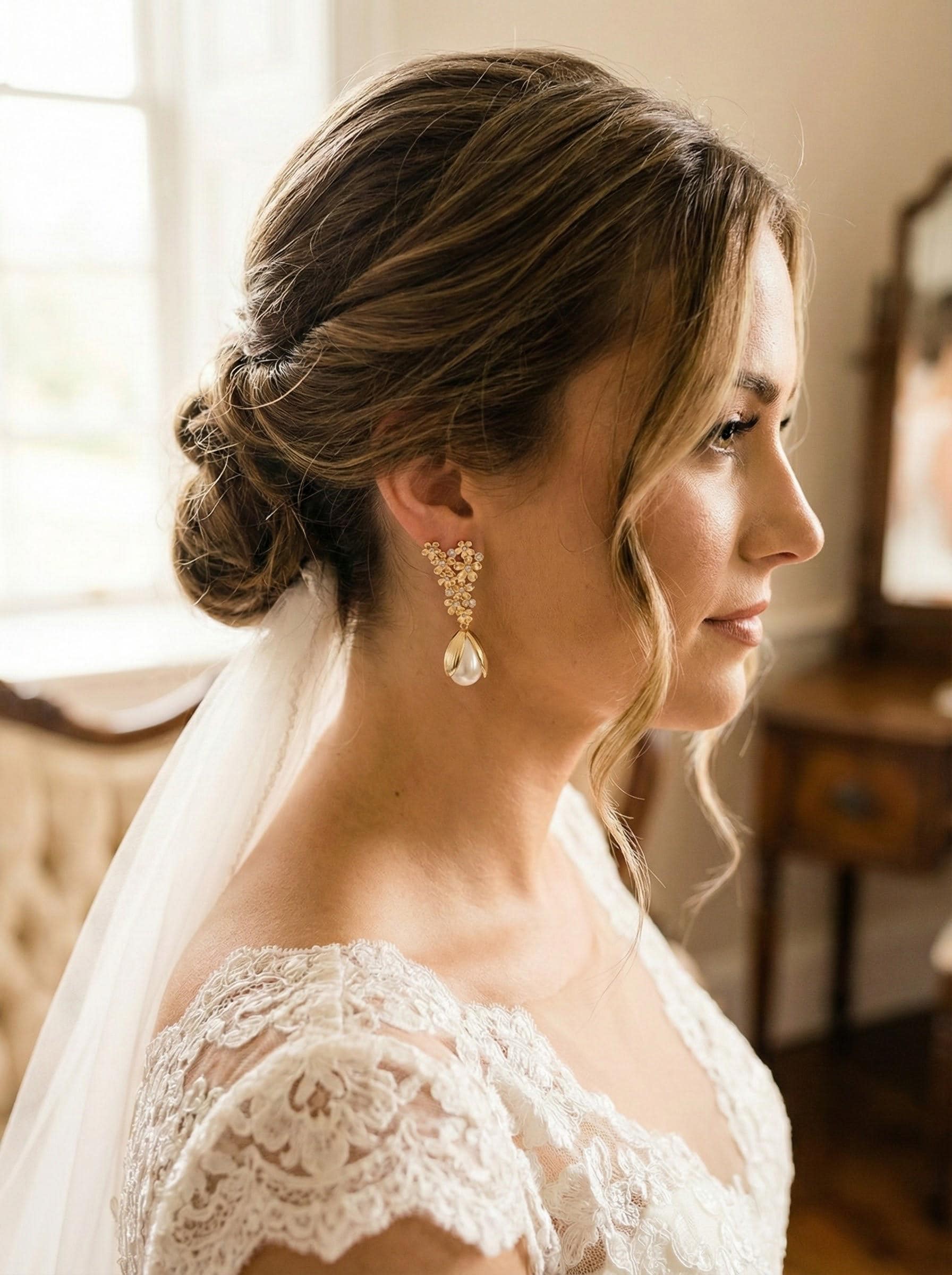 Floral Cluster Earrings • Flower Stud Earrings • Dainty Bridal Earrings • Wedding Jewelry for Women