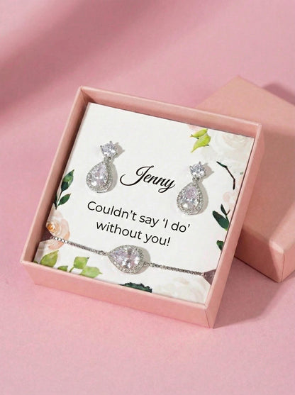 Bridesmaids earrings gift • Bridal Party Proposal Gift Bridesmaids Gifts personalized Bridesmaid Gift teardrop earrings bridal earrings