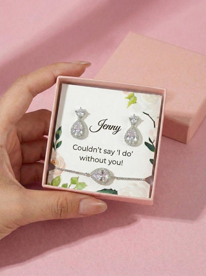 Bridesmaids earrings gift • Bridal Party Proposal Gift Bridesmaids Gifts personalized Bridesmaid Gift teardrop earrings bridal earrings