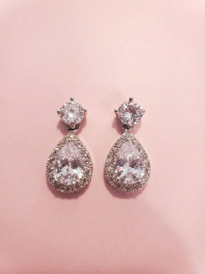 Personalized Bridesmaid Gift Set • CZ Teardrop Earrings & Bracelet • Custom Name Card • Bridesmaid Proposal Jewelry • Wedding Party Gifts