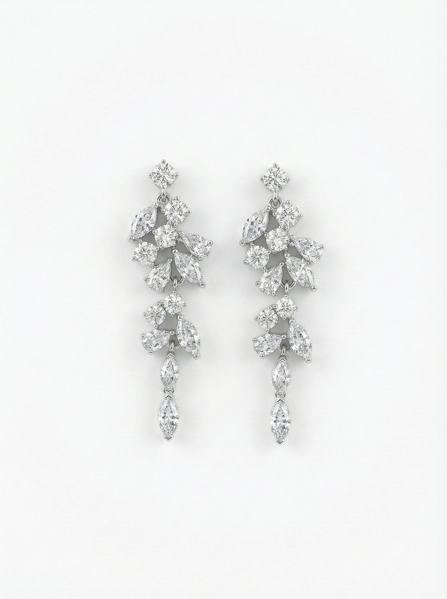 Long Bridal Earrings • Sparkling Wedding Drop Earrings • Bride Earrings for Wedding Day Gift earrings with pearl drop