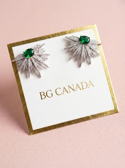 Green sun burst earrings Sparkly earrings bride earrings wedding earrings Starburst earrings Modern Bridal Jewelry Statement Earrings