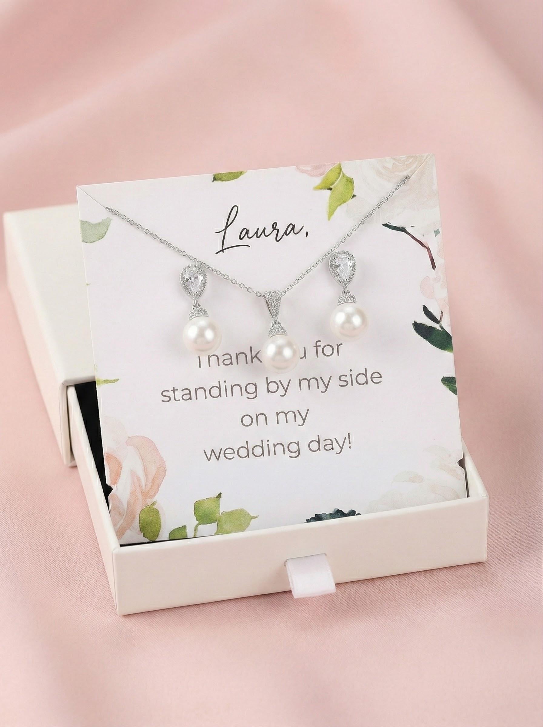 Pearl gift pearl earrings gift set bridalparty gift bridesmaids proposal gift set jewelry gift for her women jewelry gift