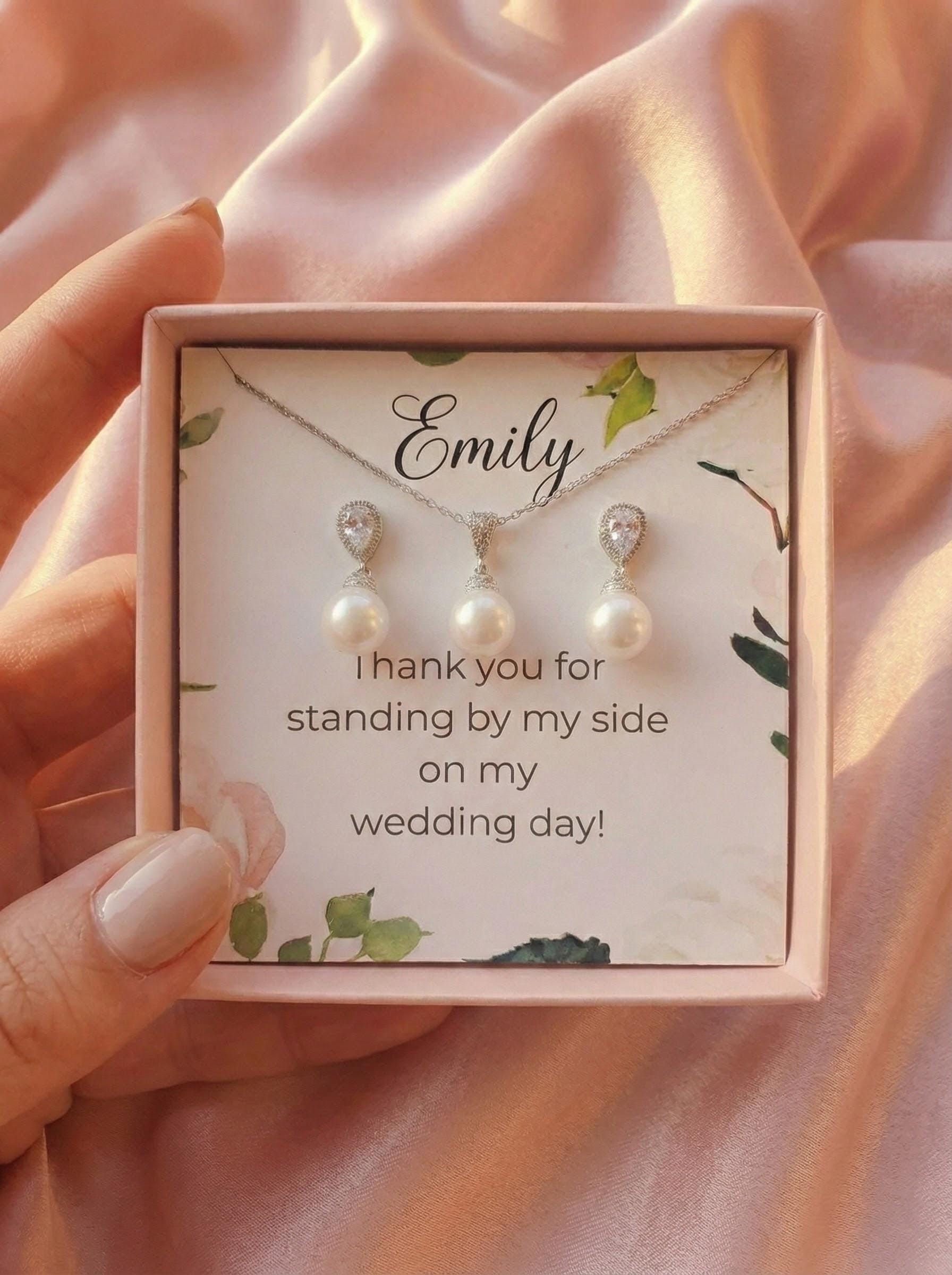 Pearl gift pearl earrings gift set bridalparty gift bridesmaids proposal gift set jewelry gift for her women jewelry gift