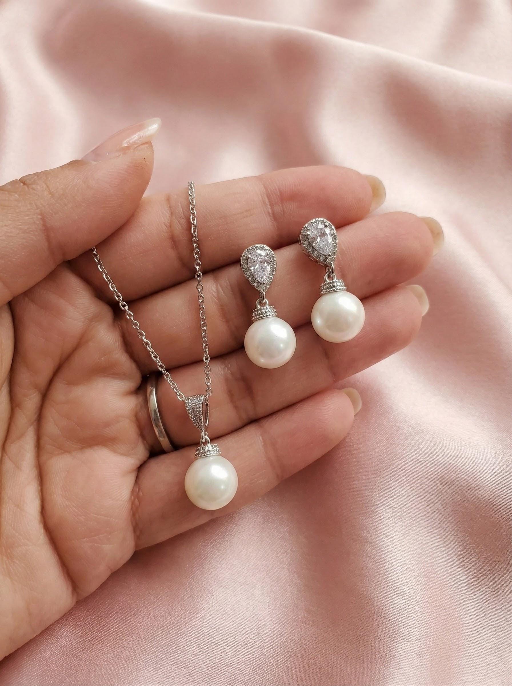 Pearl gift pearl earrings gift set bridalparty gift bridesmaids proposal gift set jewelry gift for her women jewelry gift