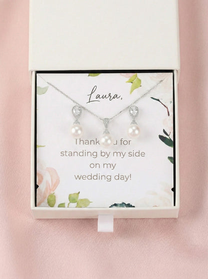 Pearl gift pearl earrings gift set bridalparty gift bridesmaids proposal gift set jewelry gift for her women jewelry gift