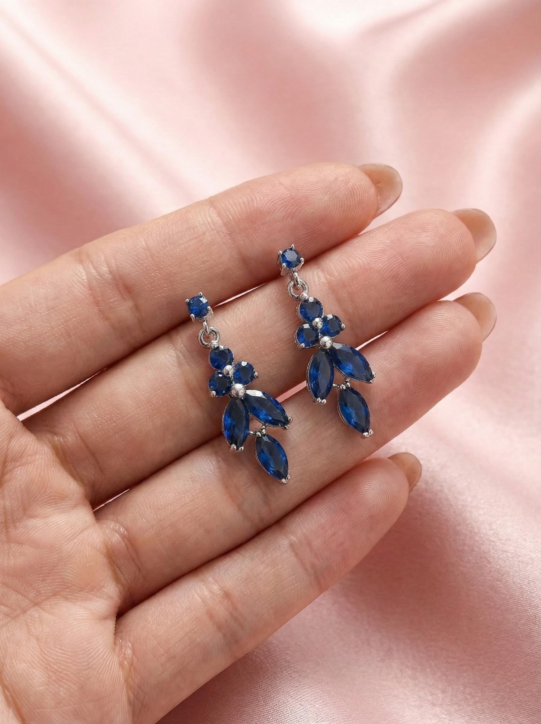 Blue Bridal Jewelry Set something blue jewelry sapphire blue earrings blue bridal necklace